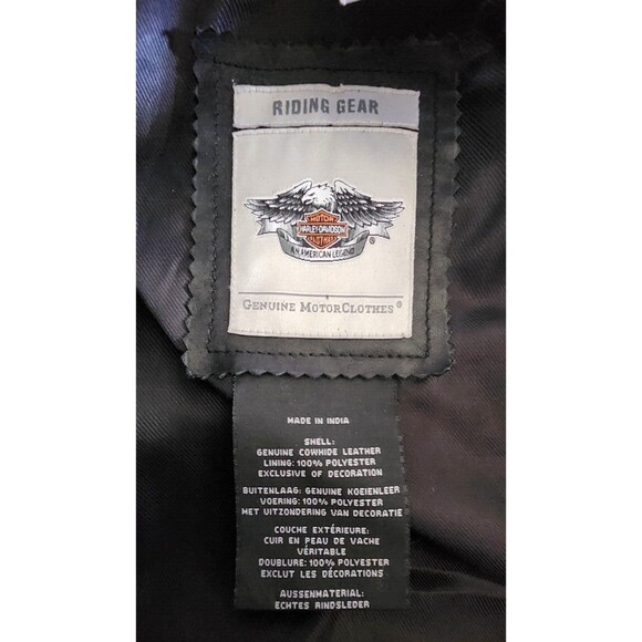 Harley Davidson Jacket Womens Medium Black Leather Zippers Pockets Studded New - Picture 3 of 16
